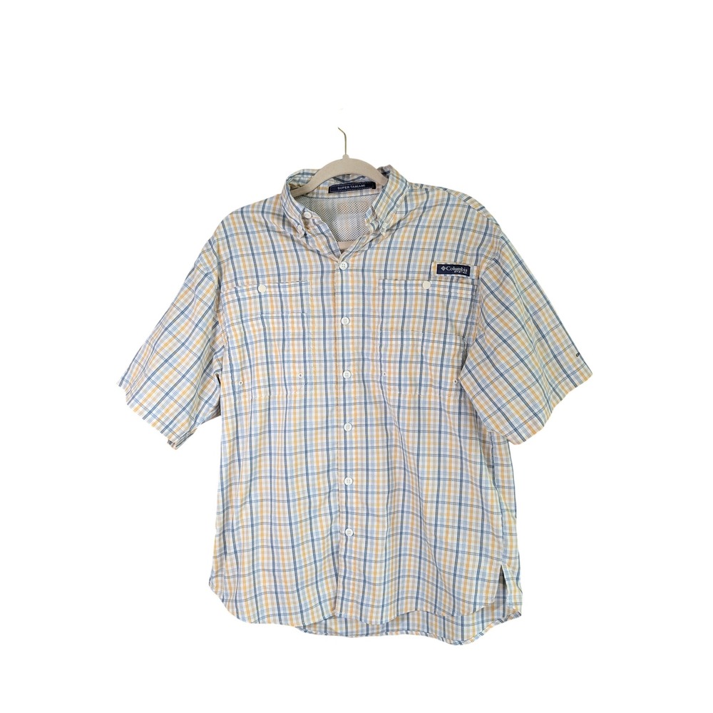 Columbia PFG Super Tamiami Mens M Plaid Short Sleeve Fishing Shirt